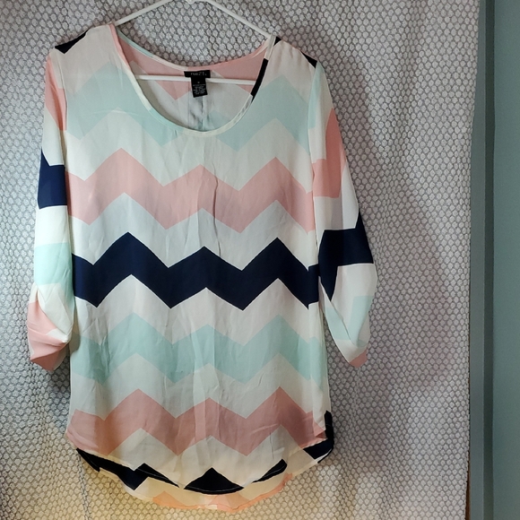 Rue21 Tops - Rue21 Chevron Blouse in Pink, Blue, and White